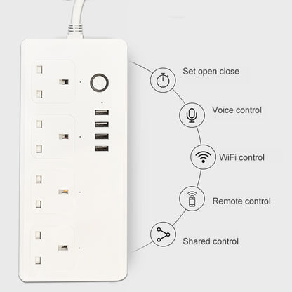 SM-SO301-K 4 Holes + 4 USB Multi-purpose Smart Power Strip, UK Plug, WIFI  13A