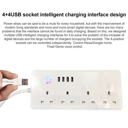 SM-SO301-K 4 Holes + 4 USB Multi-purpose Smart Power Strip, UK Plug, WIFI  13A