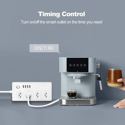 SM-SO301-B 4 Holes + 4 USB Multi-purpose Smart Power Strip, Brazil Plug, ZigBee 10A, WiFi 10A