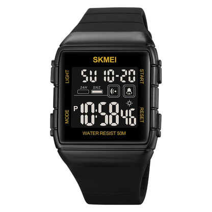 SKMEI 1960 Stainless Steel Buckle Silicone Strap Waterproof Electronic Watch, 1960 Black Gold, 1960 Black and White Machine, 1960 Black and Black Machine, 1960 Blue