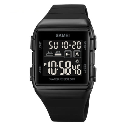 SKMEI 1960 Stainless Steel Buckle Silicone Strap Waterproof Electronic Watch, 1960 Black Gold, 1960 Black and White Machine, 1960 Black and Black Machine, 1960 Blue