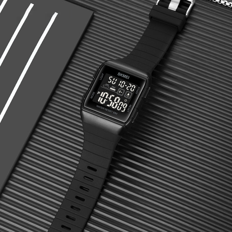 SKMEI 1960 Stainless Steel Buckle Silicone Strap Waterproof Electronic Watch, 1960 Black Gold, 1960 Black and White Machine, 1960 Black and Black Machine, 1960 Blue