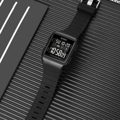 SKMEI 1960 Stainless Steel Buckle Silicone Strap Waterproof Electronic Watch, 1960 Black Gold, 1960 Black and White Machine, 1960 Black and Black Machine, 1960 Blue