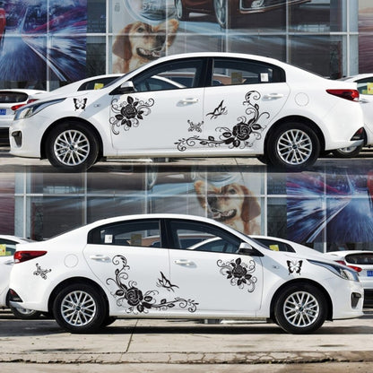 2 PCS/Set D-72 Butterfly Love Flower Pattern Car Modified Decorative Sticker, D-72