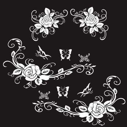 2 PCS/Set D-72 Butterfly Love Flower Pattern Car Modified Decorative Sticker, D-72