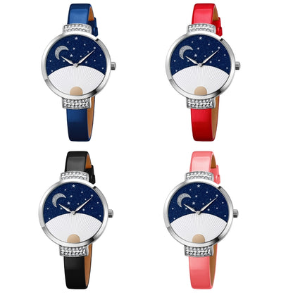 SKMEI 9279 Stainless Steel Buckle Genuine Leather Strap Waterproof Quartz Watch