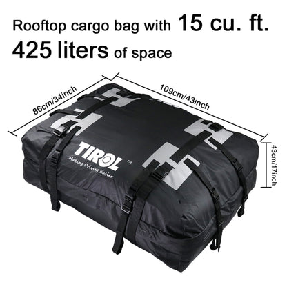 T24528 15 Cubic Foot Car Universal Rainproof Roof Luggage Outdoor Camper Roof Bag, T24528
