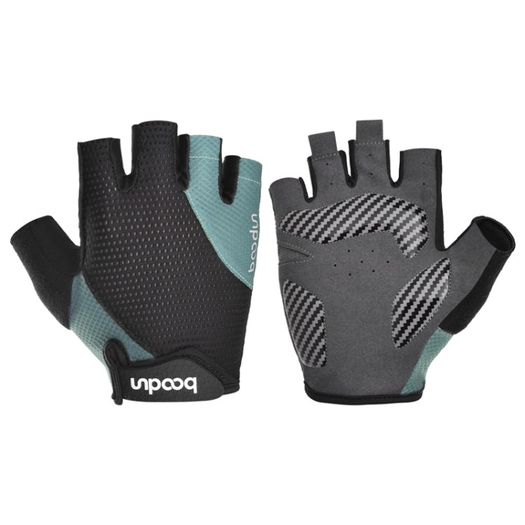 BOODUN 1408 4D Silicone Shock Absorbing Half Finger Breathable Bicycle Outdoor Riding Gloves, M, L