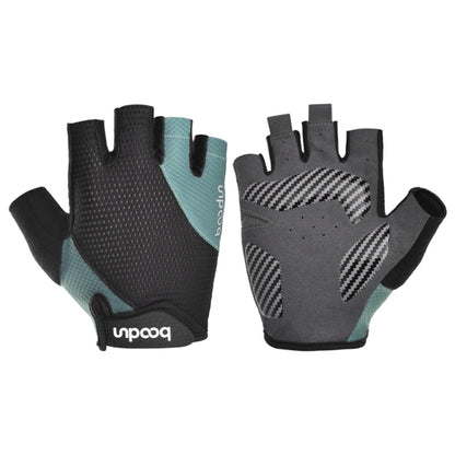 BOODUN 1408 4D Silicone Shock Absorbing Half Finger Breathable Bicycle Outdoor Riding Gloves, M, L
