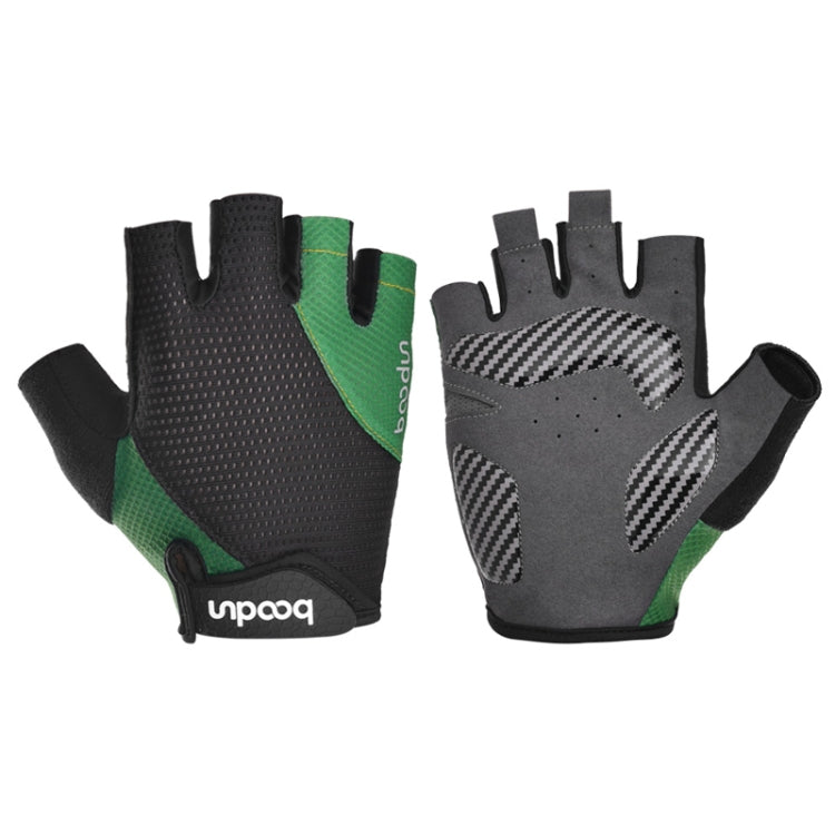 BOODUN 1408 4D Silicone Shock Absorbing Half Finger Breathable Bicycle Outdoor Riding Gloves, M, L