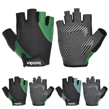BOODUN 1408 4D Silicone Shock Absorbing Half Finger Breathable Bicycle Outdoor Riding Gloves, M, L