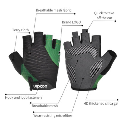 BOODUN 1408 4D Silicone Shock Absorbing Half Finger Breathable Bicycle Outdoor Riding Gloves, M, L