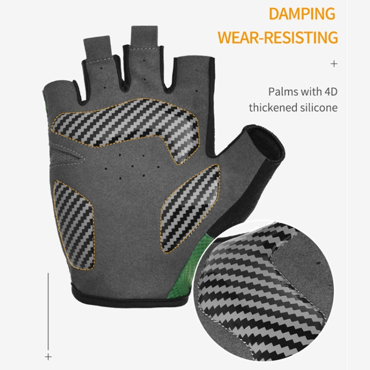 BOODUN 1408 4D Silicone Shock Absorbing Half Finger Breathable Bicycle Outdoor Riding Gloves, M, L