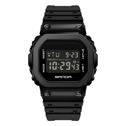 SANDA 2126 Tempered Mirror Luminous Waterproof Dual Display Electronic Watch