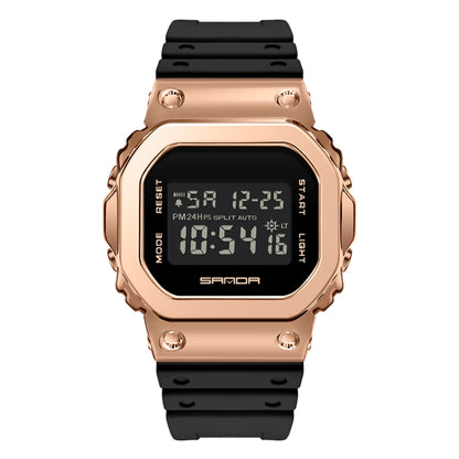 SANDA 2126 Tempered Mirror Luminous Waterproof Dual Display Electronic Watch
