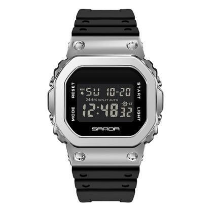 SANDA 2126 Tempered Mirror Luminous Waterproof Dual Display Electronic Watch