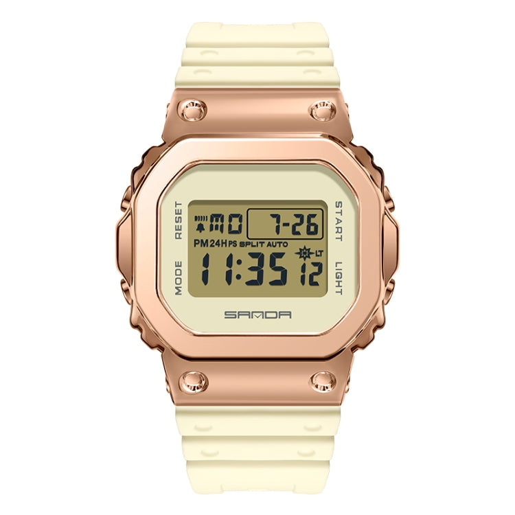 SANDA 2126 Tempered Mirror Luminous Waterproof Dual Display Electronic Watch