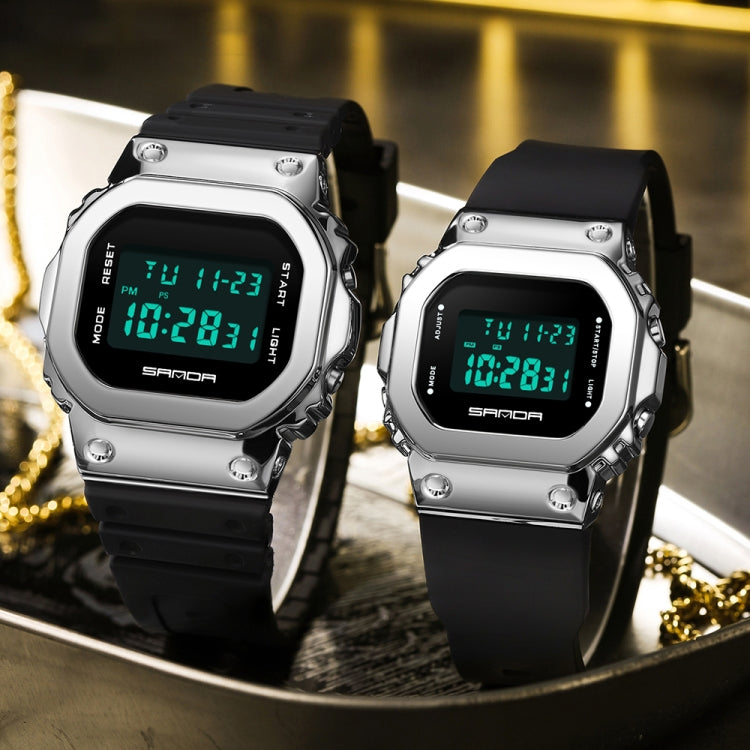 SANDA 2126 Tempered Mirror Luminous Waterproof Dual Display Electronic Watch