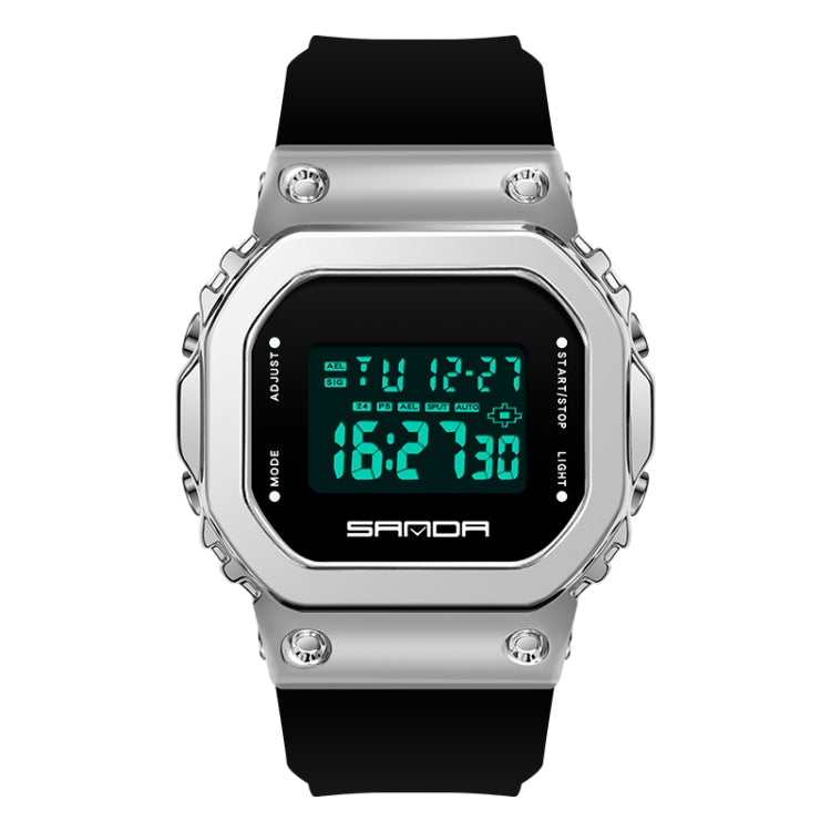 SANDA 9006 Tempered Mirror Luminous Waterproof Dual Display Electronic Watch