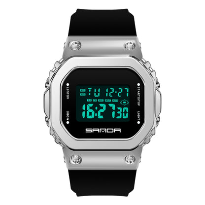 SANDA 9006 Tempered Mirror Luminous Waterproof Dual Display Electronic Watch