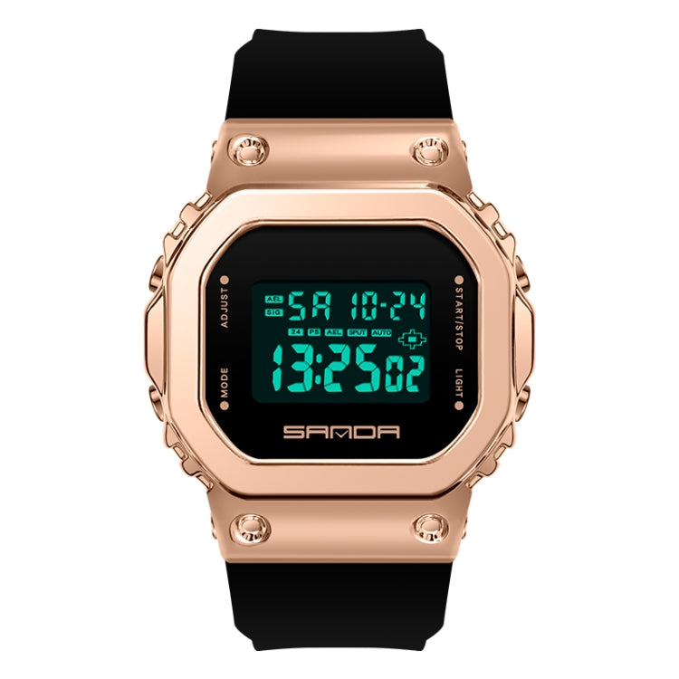 SANDA 9006 Tempered Mirror Luminous Waterproof Dual Display Electronic Watch