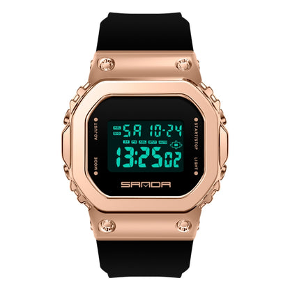SANDA 9006 Tempered Mirror Luminous Waterproof Dual Display Electronic Watch