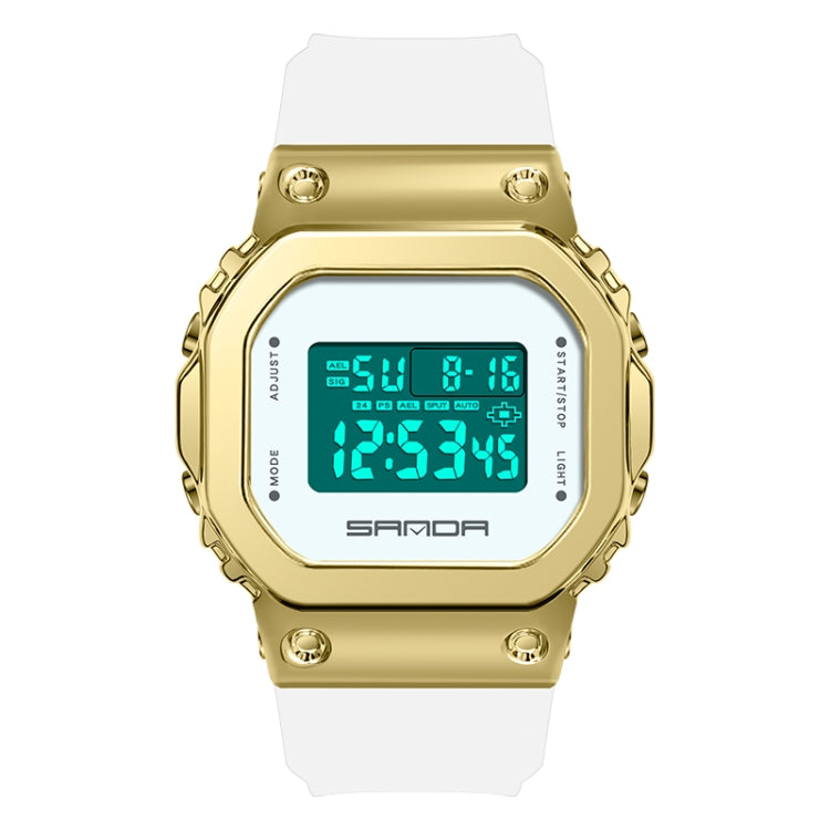 SANDA 9006 Tempered Mirror Luminous Waterproof Dual Display Electronic Watch