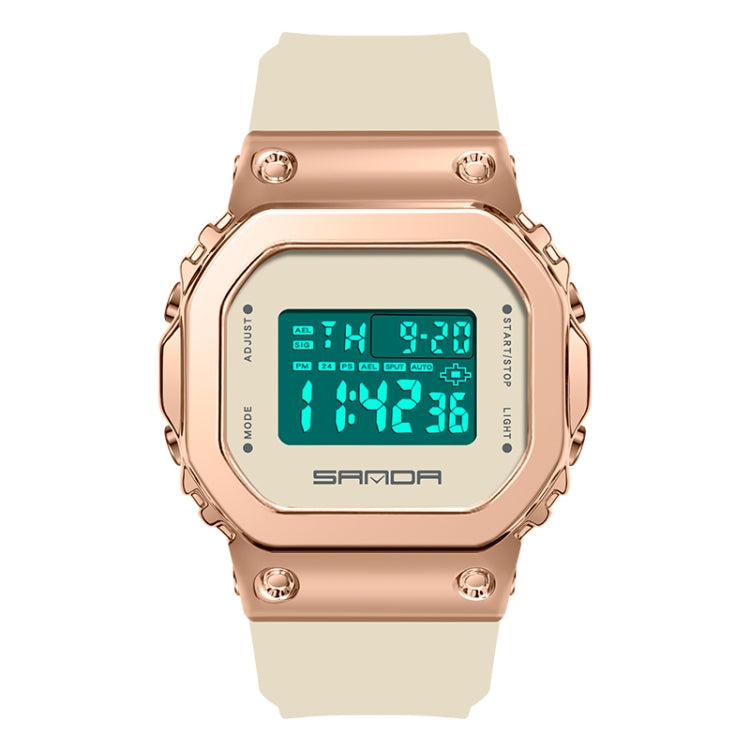 SANDA 9006 Tempered Mirror Luminous Waterproof Dual Display Electronic Watch