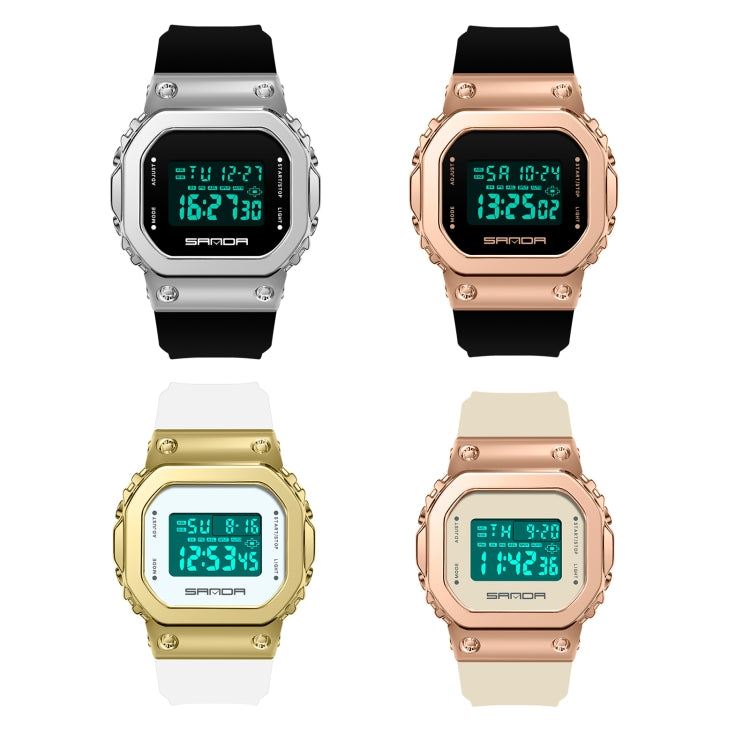 SANDA 9006 Tempered Mirror Luminous Waterproof Dual Display Electronic Watch