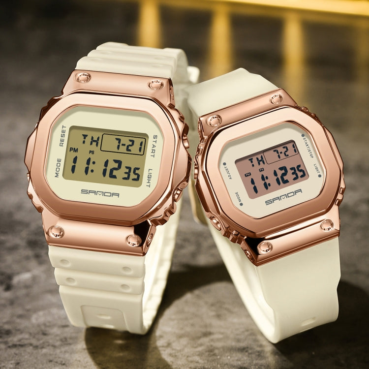 SANDA 9006 Tempered Mirror Luminous Waterproof Dual Display Electronic Watch