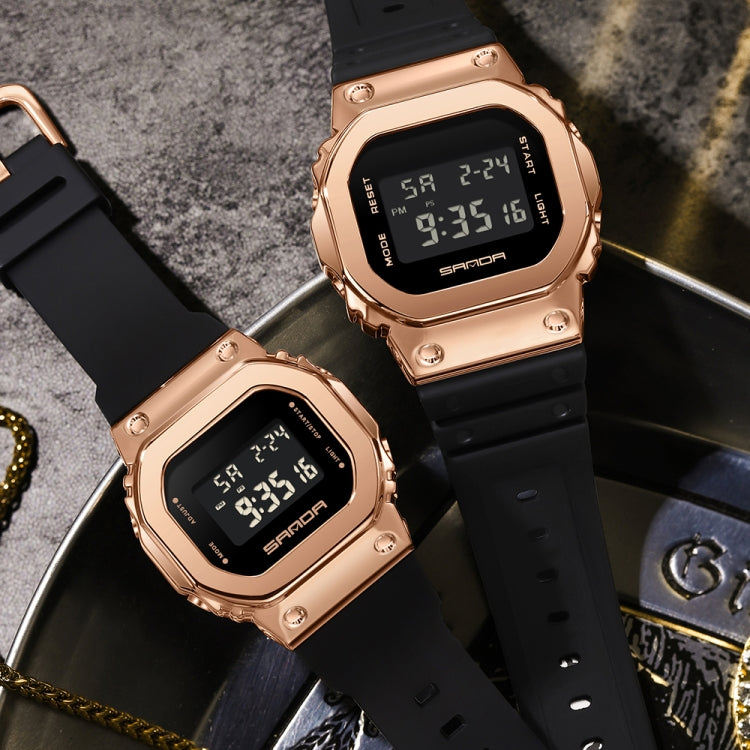 SANDA 9006 Tempered Mirror Luminous Waterproof Dual Display Electronic Watch