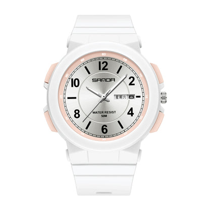 Sanda 6097 TPU Strap Dual Calendar Waterproof Electronic Watch