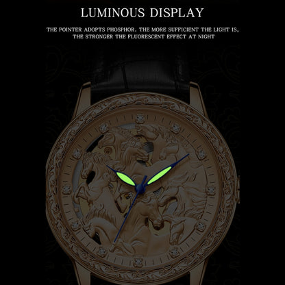 SANDA 7011 Leather Strap Luminous Waterproof Mechanical Watch