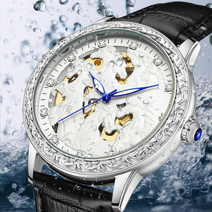 SANDA 7011 Leather Strap Luminous Waterproof Mechanical Watch