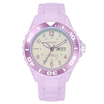 SANDA 1053 Womens TPU Strap Dual Display Waterproof Electronic Watch