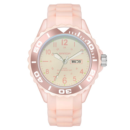 SANDA 1053 Womens TPU Strap Dual Display Waterproof Electronic Watch