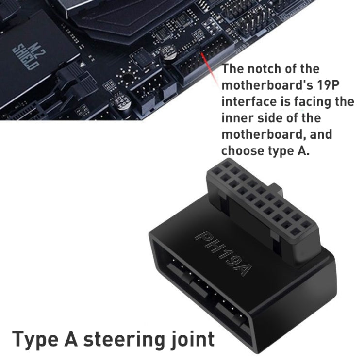10 PCS 3.0 19P 20P 90 Degree Motherboard Male To Female Extension Adapter, Model:, PH19A, PH19B