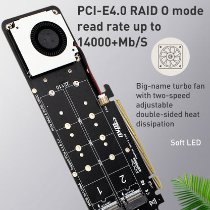 PCIe X16 to M.2 M-key NVMEx4 SSD RAID Converter Card, PCIe X16 to M.2