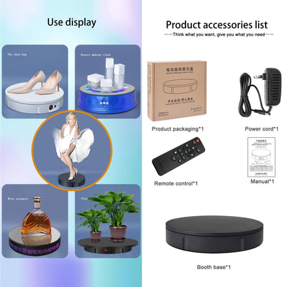 30cm Charging Rotating Display Stand Video Shooting Turntable, Load: 50kg, EU Plug, 30cm , Charging Power, US Plug, 30cm , Charging Power, UK Plug, 30cm , Charging Power, AU Plug, 30cm, Charging Power, US Plug, 30cm, Charging Power, UK Plug...