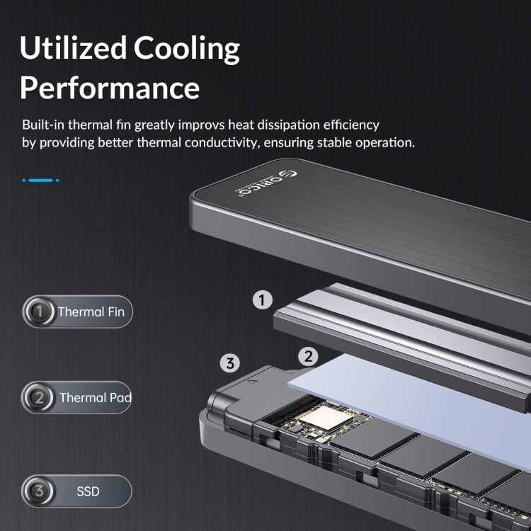 ORICO HM2C3-BK USB3.1 Gen1 Type-C 6Gbps M.2 SATA SSD Enclosure, HM2C3-BK