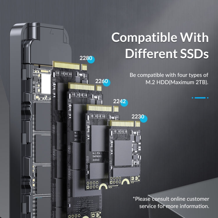 ORICO HM2C3-BK USB3.1 Gen1 Type-C 6Gbps M.2 SATA SSD Enclosure, HM2C3-BK