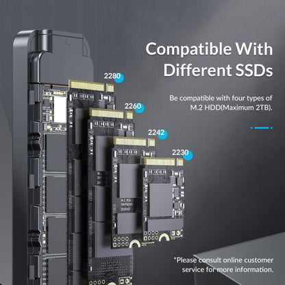 ORICO HM2C3-BK USB3.1 Gen1 Type-C 6Gbps M.2 SATA SSD Enclosure, HM2C3-BK