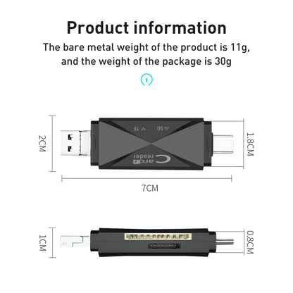 ADS-218 8 Pin+USB+Type-C Multi-function Card Reader