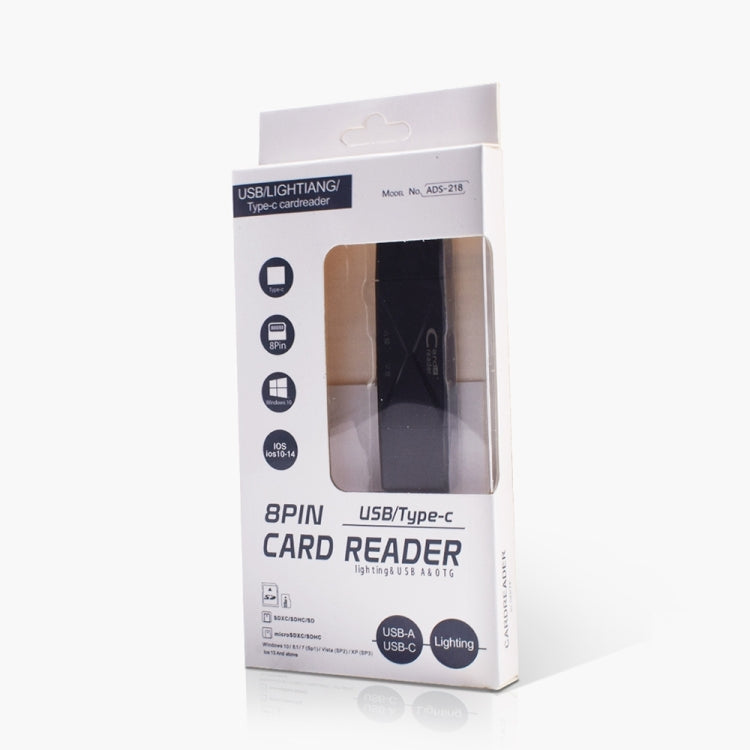 ADS-218 8 Pin+USB+Type-C Multi-function Card Reader