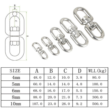 8mm 304 Stainless Steel Universal Rotating Ring, 4mm, 5mm, 6mm, 8mm, 10mm