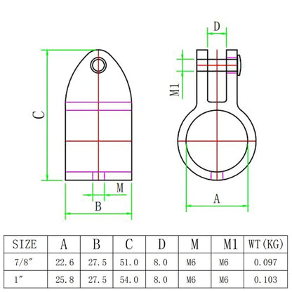 316 Stainless Steel Parasol Awning Yacht Movable Sliding Sleeve, 22mm, 25mm
