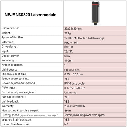 NEJE MASTER 3 Laser Engraver with N30820 Laser Module, MASTER 3 with N30820 (EU Plug), MASTER 3 with N30820 (US Plug)