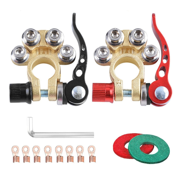 1 Pair Car Battery Terminals Quick Disconnect Cables Connectors, with L Wrench + 40A Terminal + Insulation Pad, with L Wrench + 40A Terminal + Insulation Pad