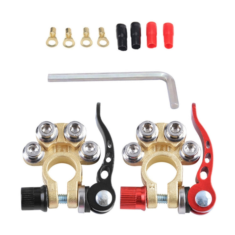 1 Pair Car Battery Terminals Quick Disconnect Cables Connectors, with L Wrench + Terminal, with L Wrench + Terminal