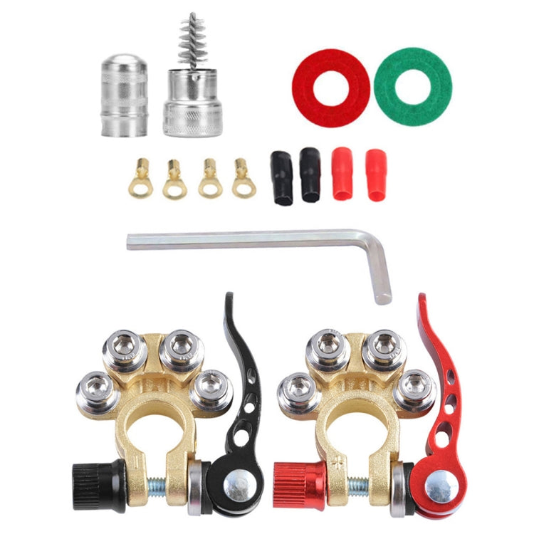 1 Pair Car Battery Terminals Quick Disconnect Cables Connectors, with L Wrench + Terminal + Insulation Pad + Brush, with L Wrench + Terminal + Insulation Pad + Brush